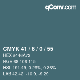颜色代码: CMYK 41 / 8 / 0 / 55 | qconv.com