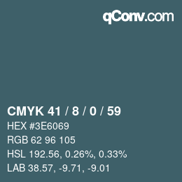 カラーコード: CMYK 41 / 8 / 0 / 59 | qconv.com