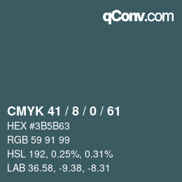 カラーコード: CMYK 41 / 8 / 0 / 61 | qconv.com