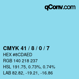 カラーコード: CMYK 41 / 8 / 0 / 7 | qconv.com