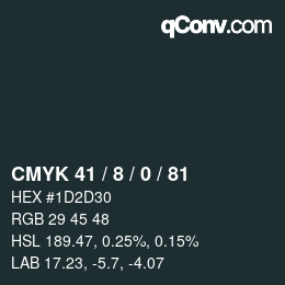 Color code: CMYK 41 / 8 / 0 / 81 | qconv.com