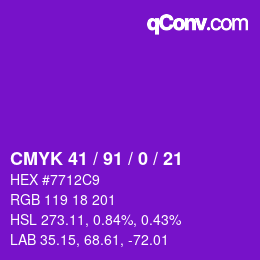 カラーコード: CMYK 41 / 91 / 0 / 21 | qconv.com