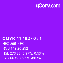 カラーコード: CMYK 41 / 92 / 0 / 1 | qconv.com