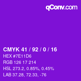 Color code: CMYK 41 / 92 / 0 / 16 | qconv.com