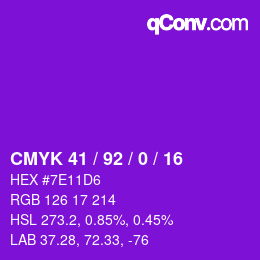 カラーコード: CMYK 41 / 92 / 0 / 16 | qconv.com