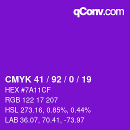 Color code: CMYK 41 / 92 / 0 / 19 | qconv.com