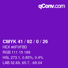 颜色代码: CMYK 41 / 92 / 0 / 26 | qconv.com