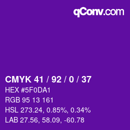 Color code: CMYK 41 / 92 / 0 / 37 | qconv.com