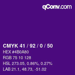 Color code: CMYK 41 / 92 / 0 / 50 | qconv.com