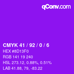 カラーコード: CMYK 41 / 92 / 0 / 6 | qconv.com