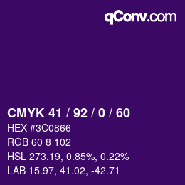 カラーコード: CMYK 41 / 92 / 0 / 60 | qconv.com