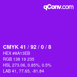 Color code: CMYK 41 / 92 / 0 / 8 | qconv.com