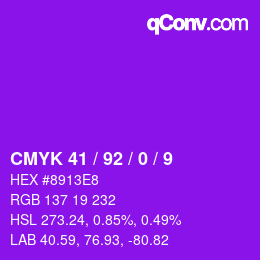 カラーコード: CMYK 41 / 92 / 0 / 9 | qconv.com