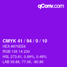 Color code: CMYK 41 / 94 / 0 / 10 | qconv.com