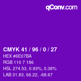 Farbcode: CMYK 41 / 96 / 0 / 27 | qconv.com
