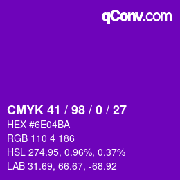 Color code: CMYK 41 / 98 / 0 / 27 | qconv.com