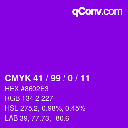 颜色代码: CMYK 41 / 99 / 0 / 11 | qconv.com