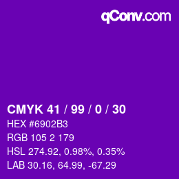 カラーコード: CMYK 41 / 99 / 0 / 30 | qconv.com