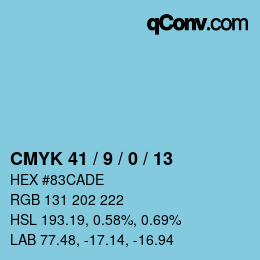 颜色代码: CMYK 41 / 9 / 0 / 13 | qconv.com