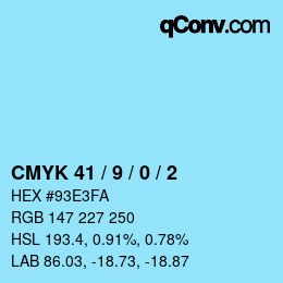 カラーコード: CMYK 41 / 9 / 0 / 2 | qconv.com