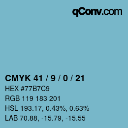 Color code: CMYK 41 / 9 / 0 / 21 | qconv.com