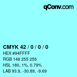 カラーコード: CMYK 42 / 0 / 0 / 0 | qconv.com