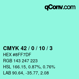 カラーコード: CMYK 42 / 0 / 10 / 3 | qconv.com