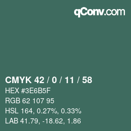 颜色代码: CMYK 42 / 0 / 11 / 58 | qconv.com