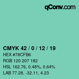 Color code: CMYK 42 / 0 / 12 / 19 | qconv.com
