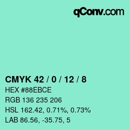 カラーコード: CMYK 42 / 0 / 12 / 8 | qconv.com