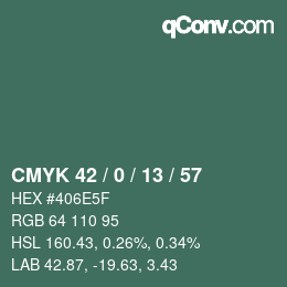 Color code: CMYK 42 / 0 / 13 / 57 | qconv.com