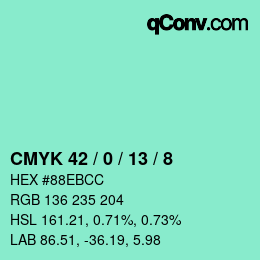 カラーコード: CMYK 42 / 0 / 13 / 8 | qconv.com