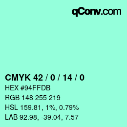 Color code: CMYK 42 / 0 / 14 / 0 | qconv.com