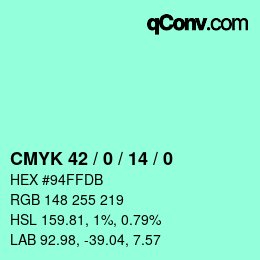 Color code: CMYK 42 / 0 / 14 / 0 | qconv.com