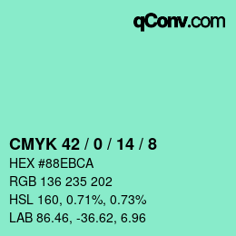 カラーコード: CMYK 42 / 0 / 14 / 8 | qconv.com