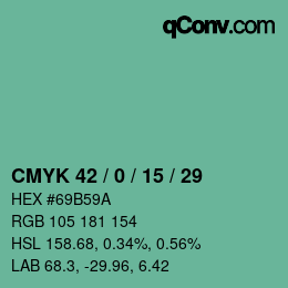 Color code: CMYK 42 / 0 / 15 / 29 | qconv.com