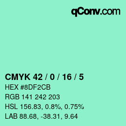 Color code: CMYK 42 / 0 / 16 / 5 | qconv.com