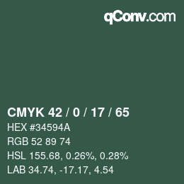カラーコード: CMYK 42 / 0 / 17 / 65 | qconv.com