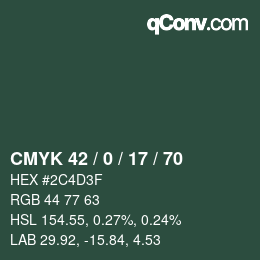 Código de color: CMYK 42 / 0 / 17 / 70 | qconv.com