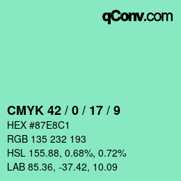 カラーコード: CMYK 42 / 0 / 17 / 9 | qconv.com