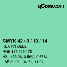 Color code: CMYK 42 / 0 / 19 / 14 | qconv.com
