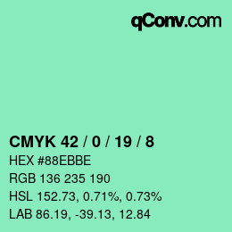 Color code: CMYK 42 / 0 / 19 / 8 | qconv.com