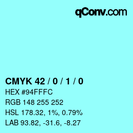 Color code: CMYK 42 / 0 / 1 / 0 | qconv.com