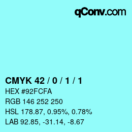 カラーコード: CMYK 42 / 0 / 1 / 1 | qconv.com