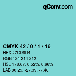 Color code: CMYK 42 / 0 / 1 / 16 | qconv.com