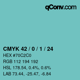 颜色代码: CMYK 42 / 0 / 1 / 24 | qconv.com
