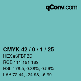 Color code: CMYK 42 / 0 / 1 / 25 | qconv.com