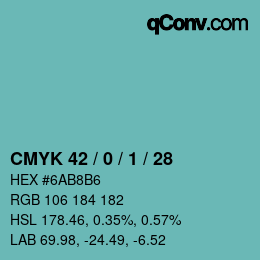 Color code: CMYK 42 / 0 / 1 / 28 | qconv.com