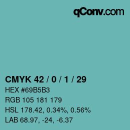 カラーコード: CMYK 42 / 0 / 1 / 29 | qconv.com