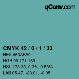 Color code: CMYK 42 / 0 / 1 / 33 | qconv.com